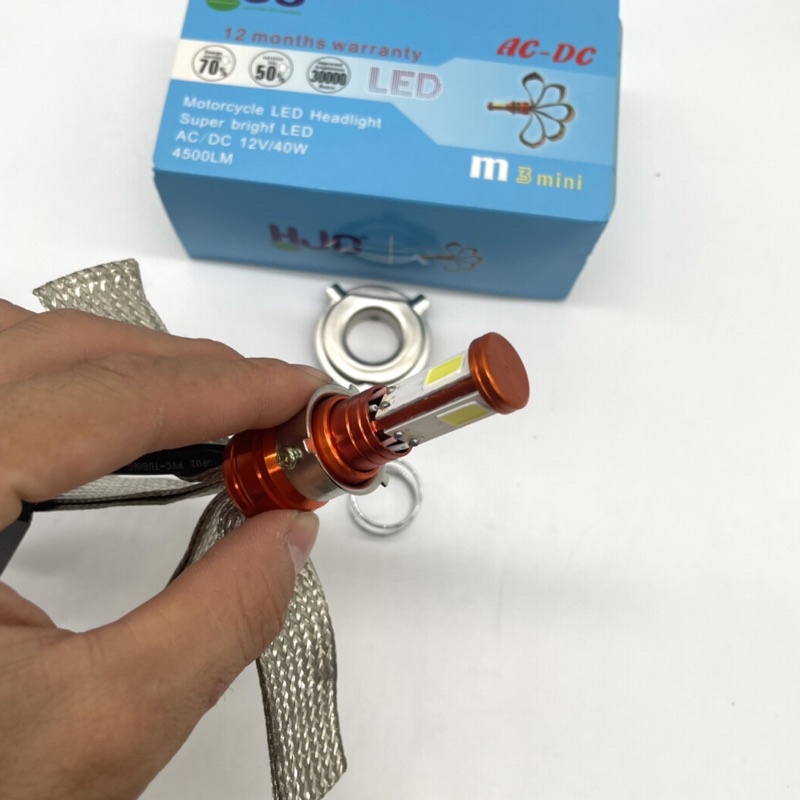 ĐÈN PHA LED HJG 3 TIM LED chân H4, M5 (GIÁ 1 BÓNG)