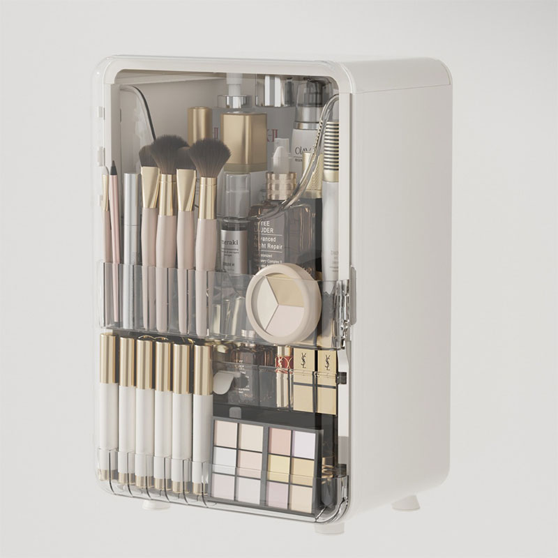 shelf Desktop transparent dustproof storage cabinet Large capacity storage cabinet Storage box, multipurpose cosmetic storage box, cosmetic box shelf and drawer desk storage box Cosmetic storage cabinet Desktop dustproof storage box Skin care product stor