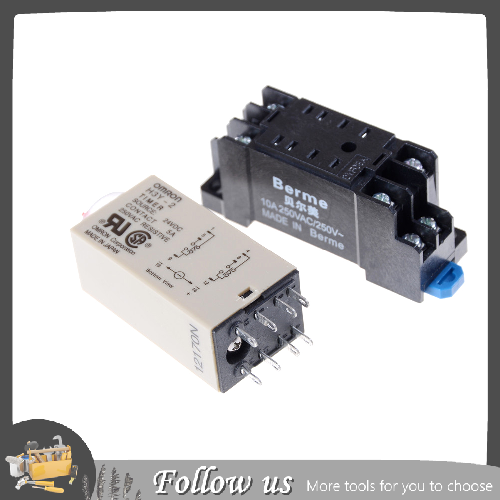 【FUN】 Buytra 【NineOne Peony】DC 24V H3Y-2 Power On Time Relay Delay Timer 0-60 Second DPDT Base Socket