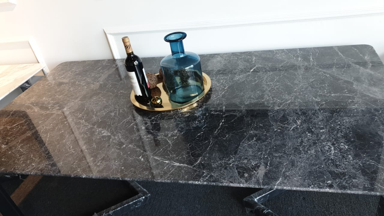 Grey Marble Dining Table. (Rectangle Shape 6 Seater) Lazada
