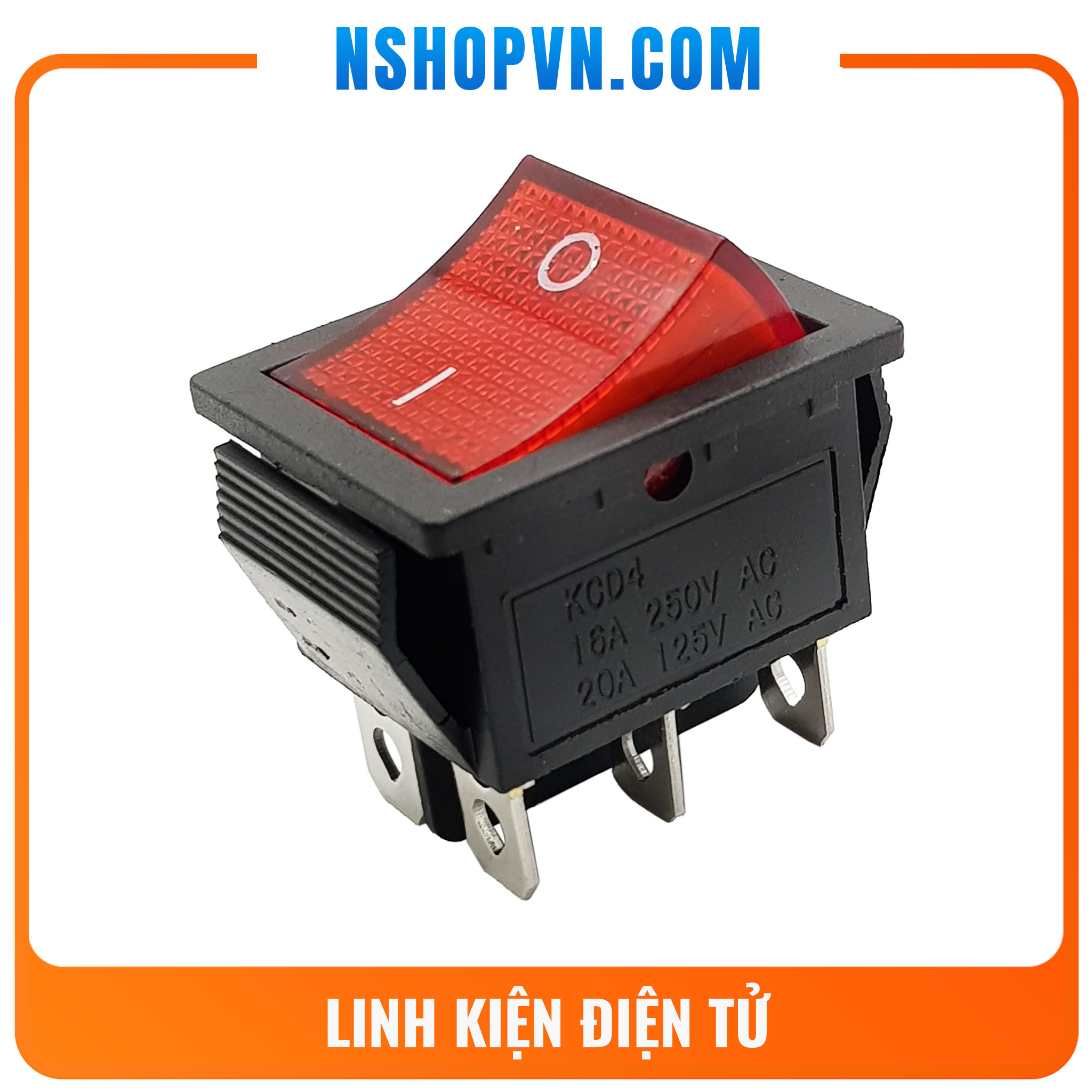 Công tắc 6 chân 2 vị trí kcd4 màu đỏ