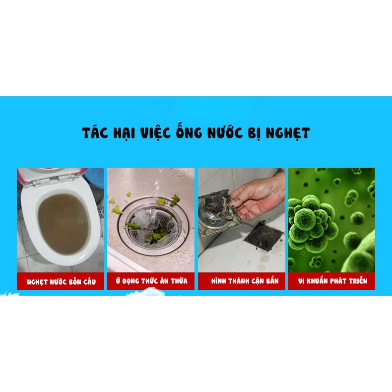 Lọ Thông Cống Vuông Nắp Xanh Cực Mạnh