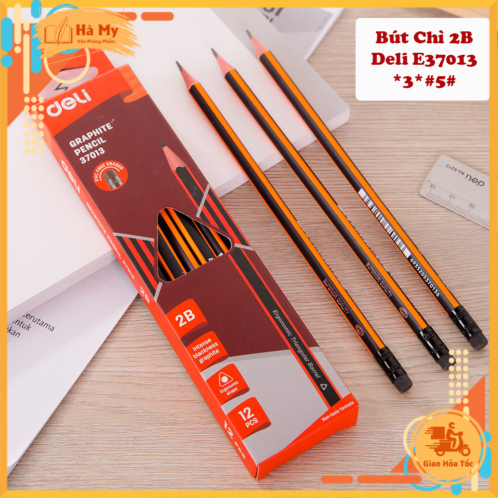 (Hộp 12 Cây) Bút chì gõ tam giác 2B Deli - E37013/E37015