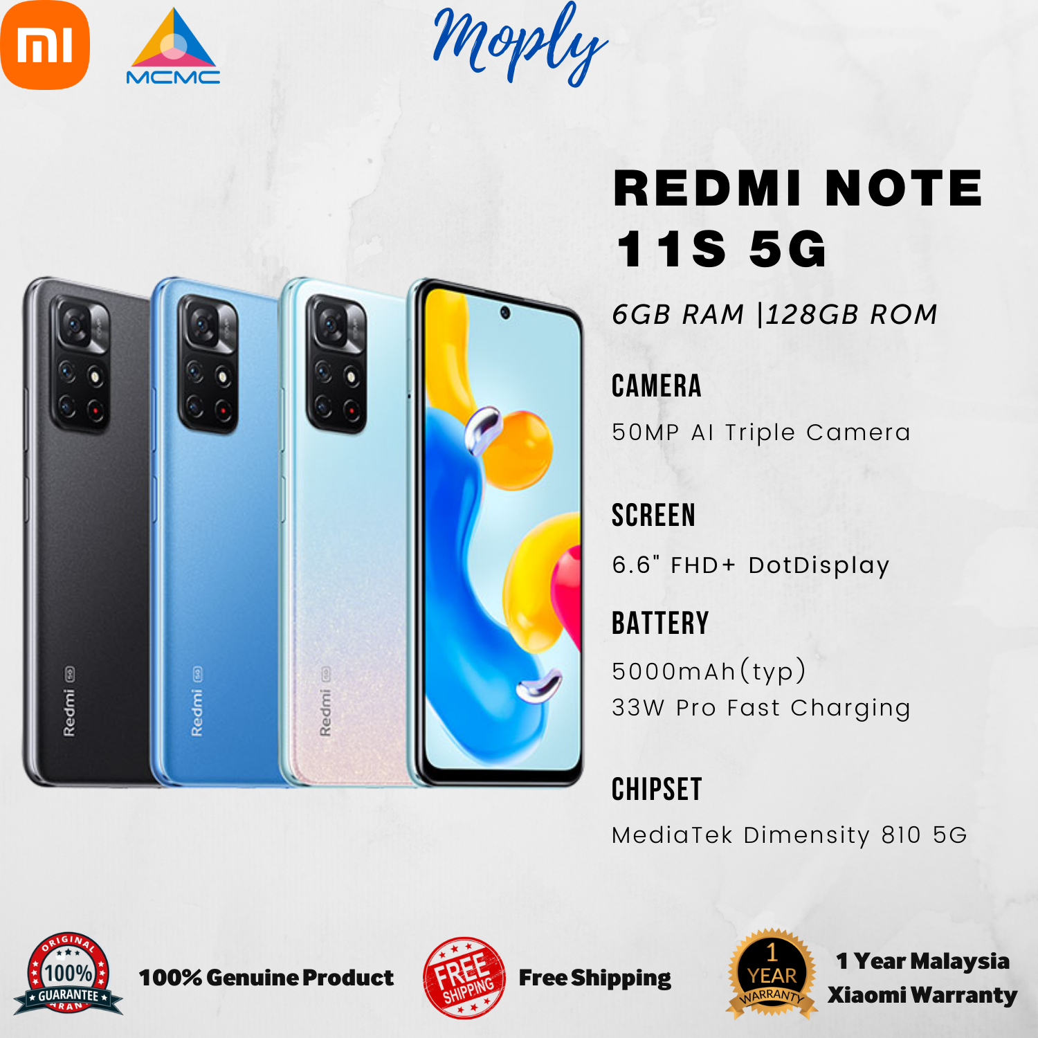 Malaysia Set] Redmi Note 11S 5G (128GB ROM, 6GB RAM) Smartphone with 1  Year Xiaomi Malaysia Warranty