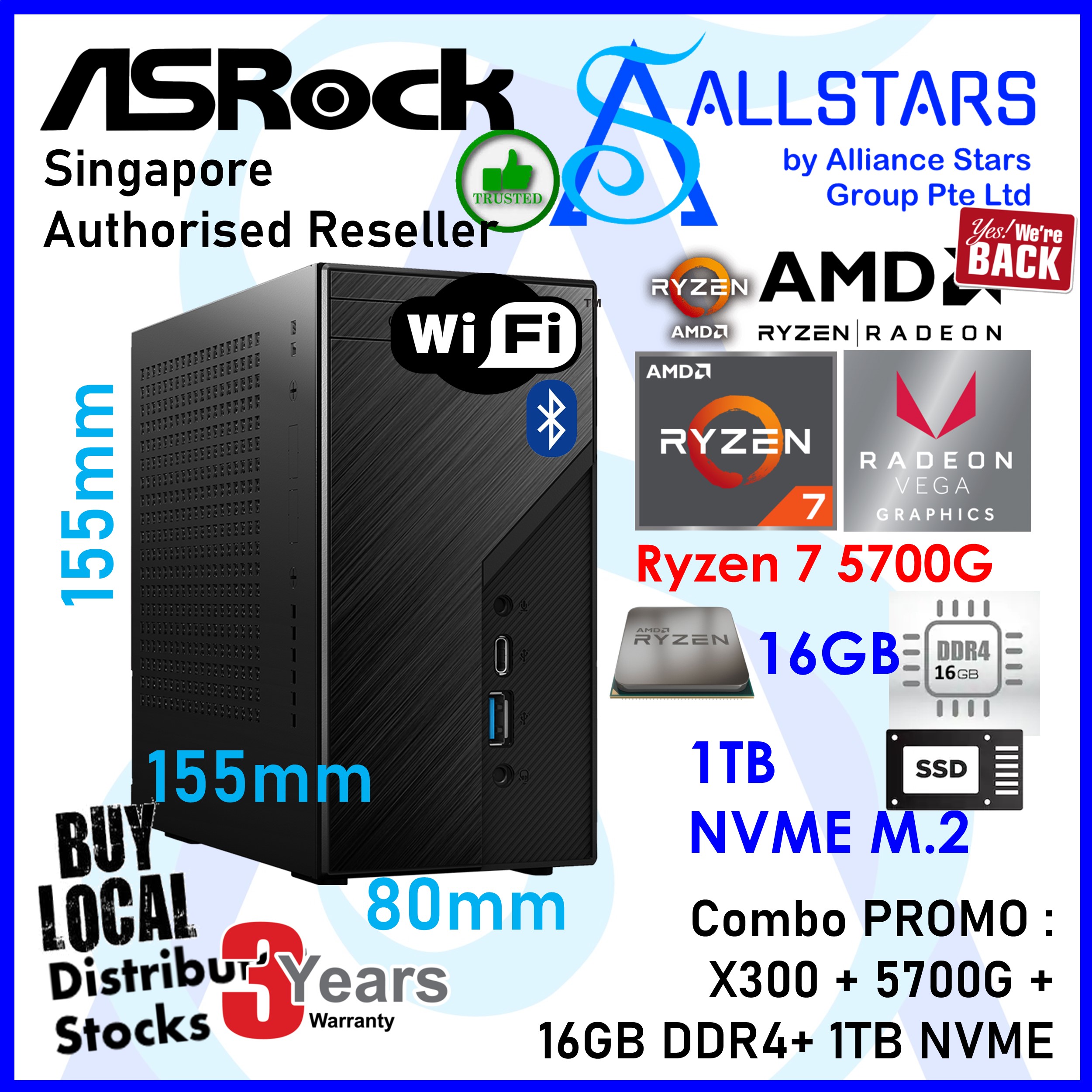 X300 Ryzen 5700g Mini Pc 5700g Asrock X300 DeskMeet X300（Ryzen7