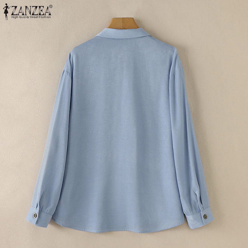 ZANZEA%20Women's%20Shirts%20Vintage%20Casual%20Lapel%20Long%20Sleeve%20Button%20Cuffs%20Solid%20Blouses%20Top%20-%20Image%206