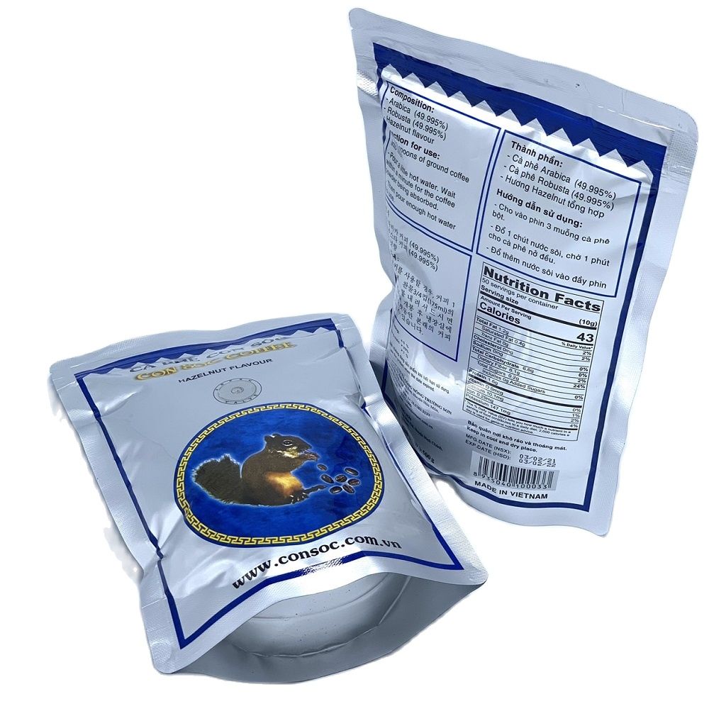 ( 1KG CAFE) Cà phê Con Sóc Xanh( 02 Bịch x 500gam) - Cà phê bột pha phin