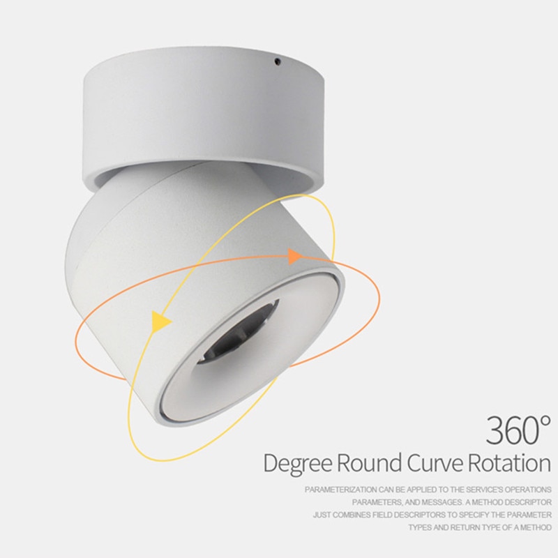 Aisilan Led Ceiling Light Surface Mounted 360 Degrees Round Curve Rotation Lamp Cylinder Creative 7w 9w Cree Cob Spot Light