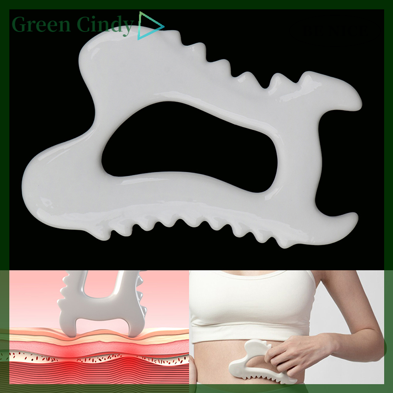 [Green Cindy] Gua Sha Ceramic Rectangle Shape Facial Body Massage Board Tool Portable