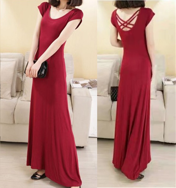 Đầm thun nữ dáng dài thời trang HaiAnh, váy maxi thun dài hàng nhập QC D35