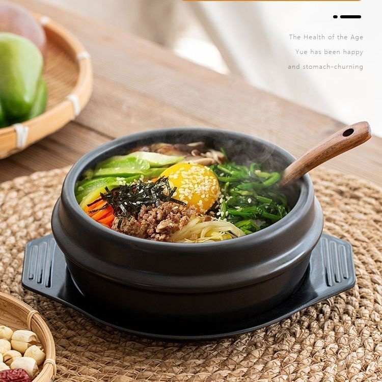 Korean Premium Ceramic Bowl With Lid, For Cooking Hot Pot Dolsot Bibimbap  And Soup