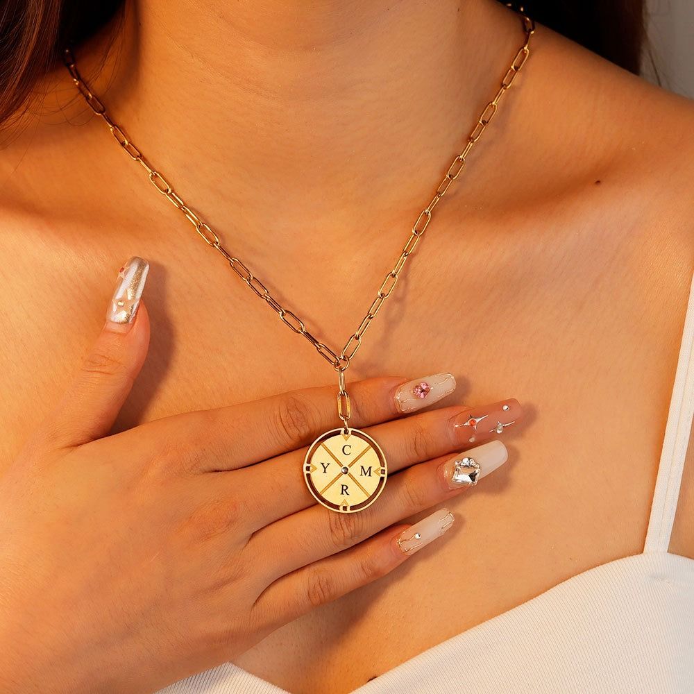 Ornaments%20Chinese%20Style%20Necklace%20Neck%20Jewelry%20Vintage%20Compass%20Pendant%20Necklace%20Collarbone%20Chain%20Wedding%20-%20Image%205