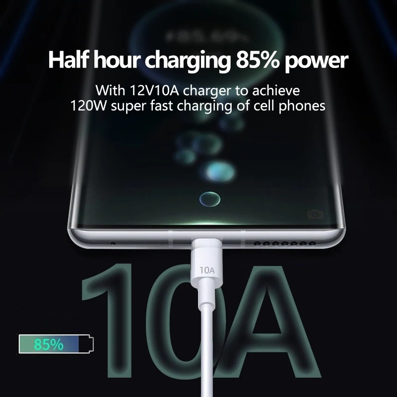 120W 10A sạc siêu nhanh Loại-C 1/1.5/2M cáp USB sạc nhanh Samsung Huawei Xiaomi cáp dữ liệu