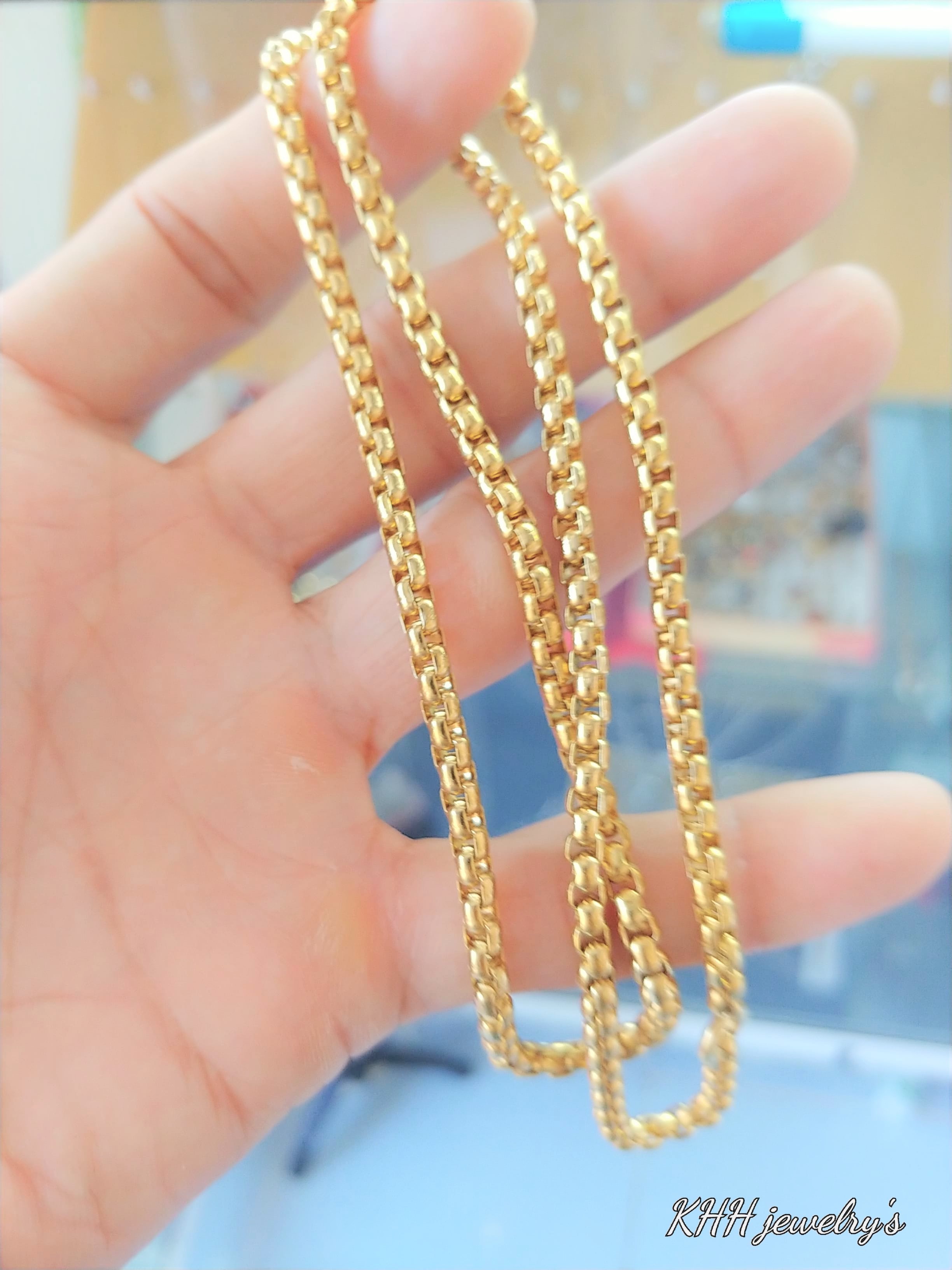 (Dùng lâu dài-Có ký hiệu) Dây Chuyền Ống Vuông Khóa Dập Mộc 3.5mm Khóa Tròn Cao Cấp- Dùng tắm rửa thoải mái không đen