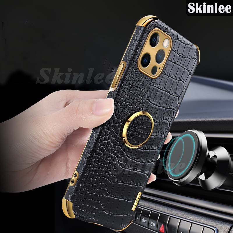 Phone case For Honor X9C Back cover Soft Case Luxury Carbon Crocodile Pattern Leather Car Navigation Holder Ring Cover For Honor X9C Cover cases. 