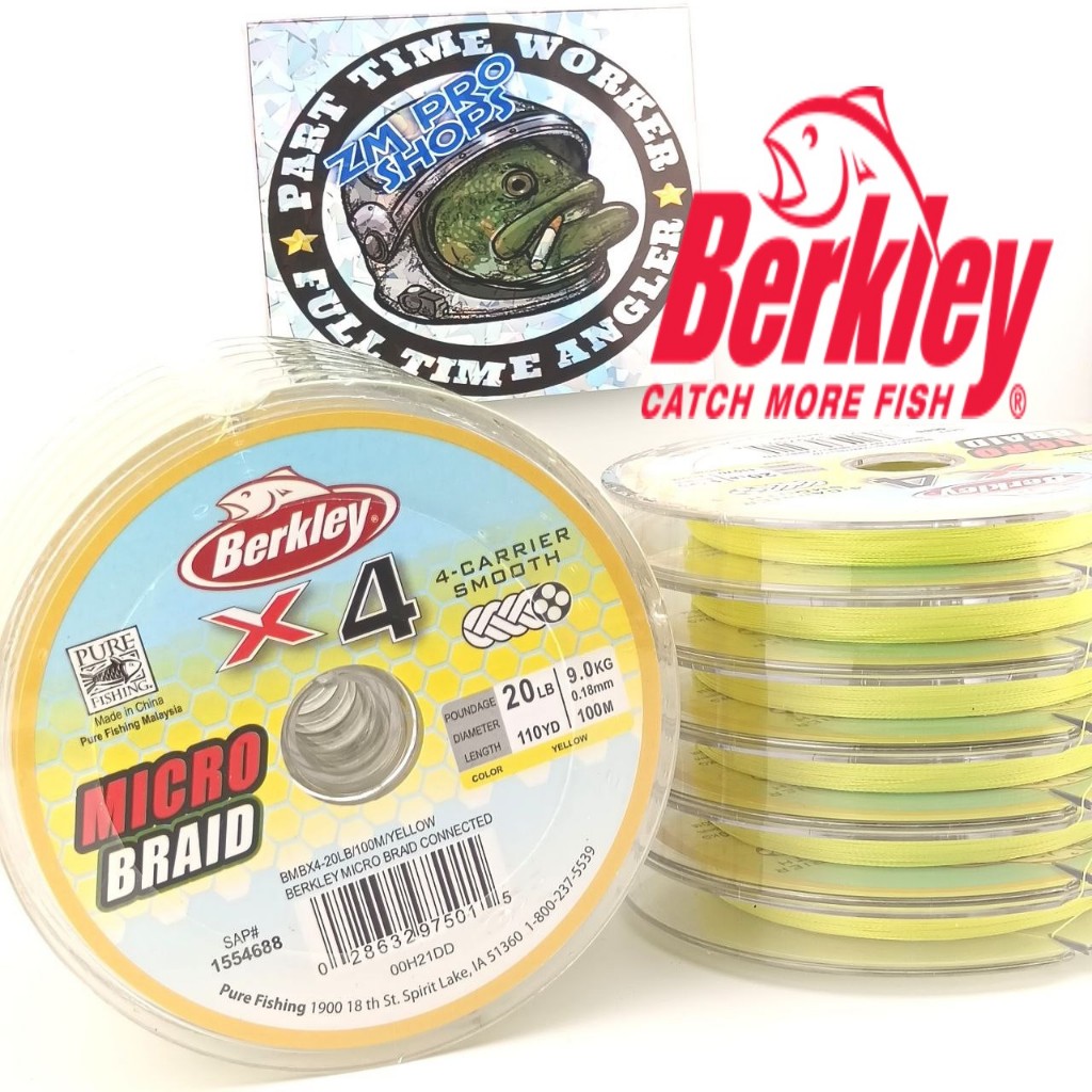 Berkley Micro Braid x4 Yellow 100m Fishing Braids Line Tali Pancing