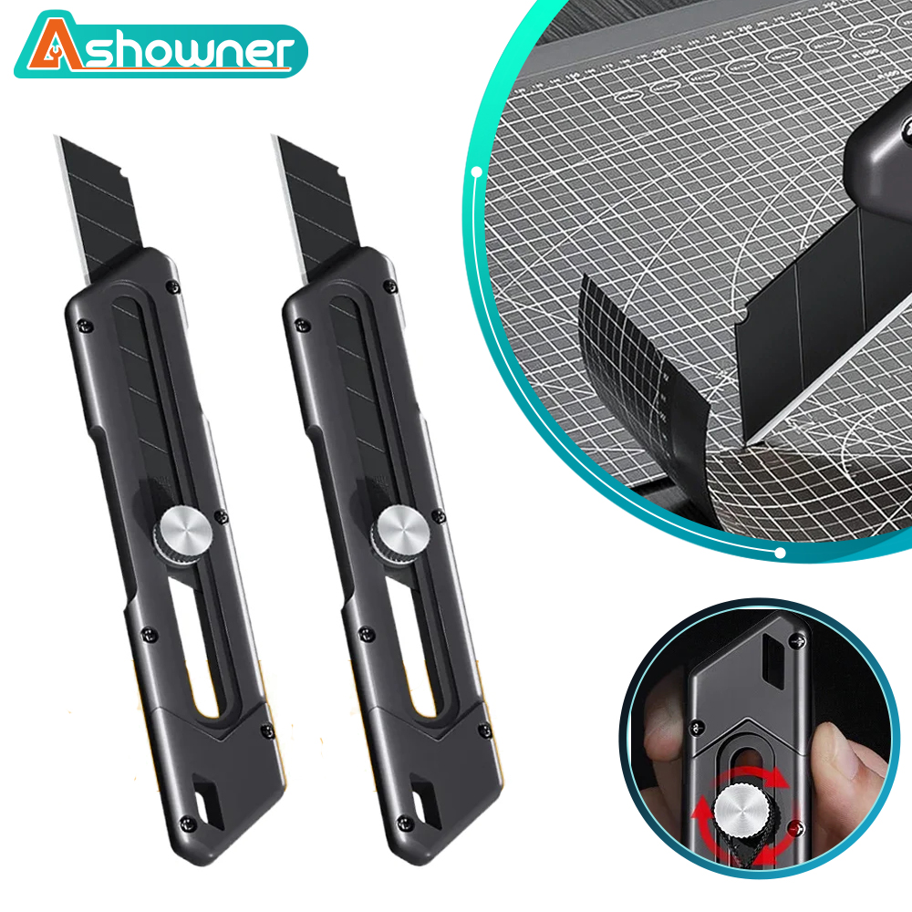 6 in 1 Utility Knife Stainless Steel Multi-Function Stationery Knife Tail Break Design/Cropping Retractable Box Cutter Art