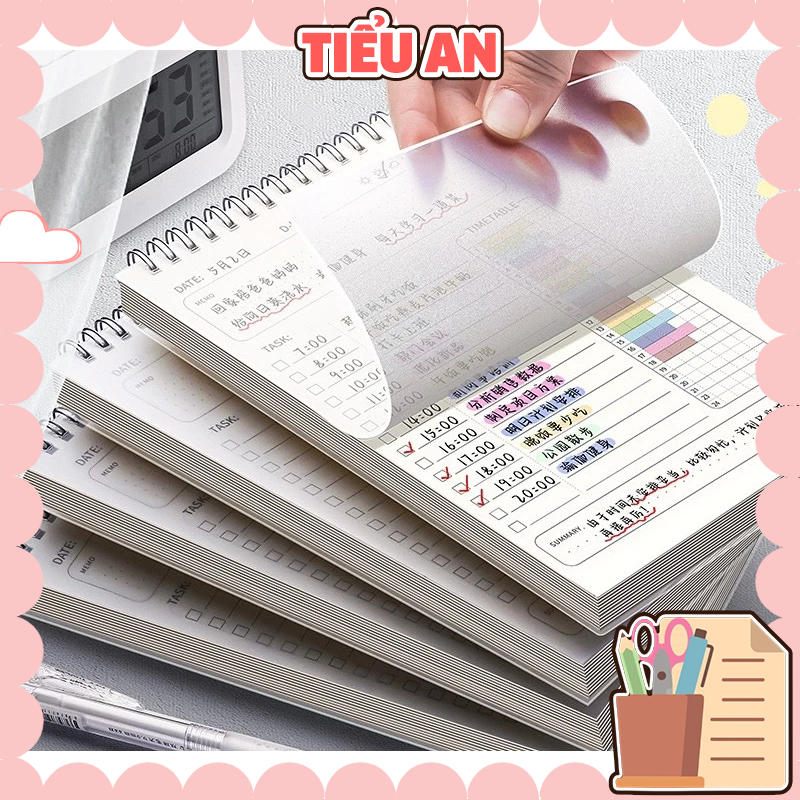 Sổ kế hoạch ngày/ tuần - size a5 lò xo - bìa trong suốt
