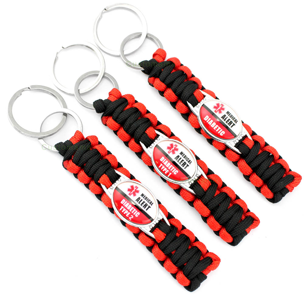 Paracord Keychain Paracord Medical Id Bracelet Diabetic Medical