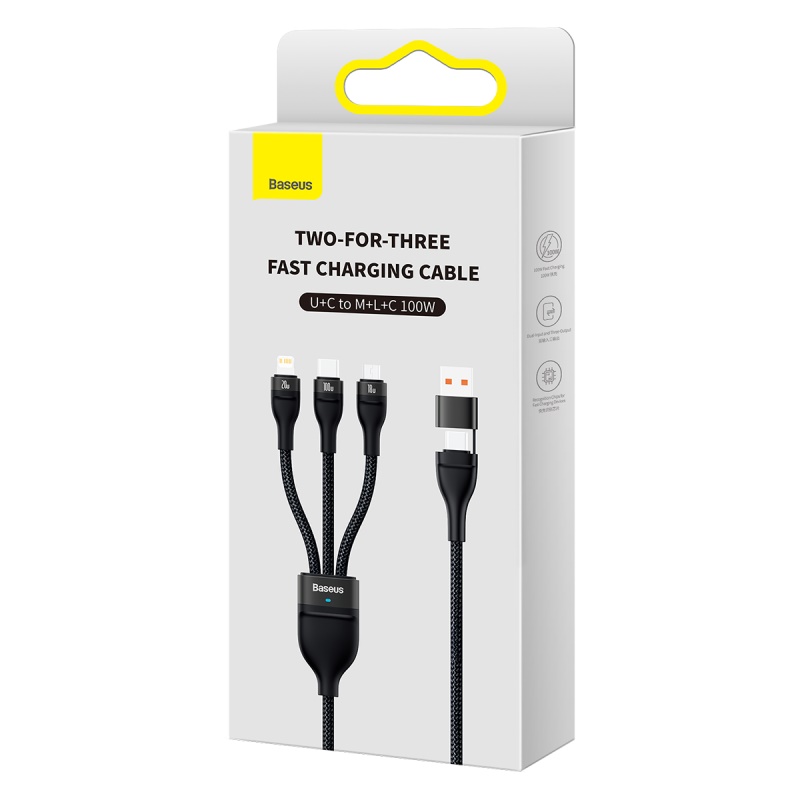 Baseus 3 in 1 USB Type C Cable 100W Fast Charging Data Cable for iPhone 13 Pro Phone Charger for Xiaomi Samsung Micro USB Cable