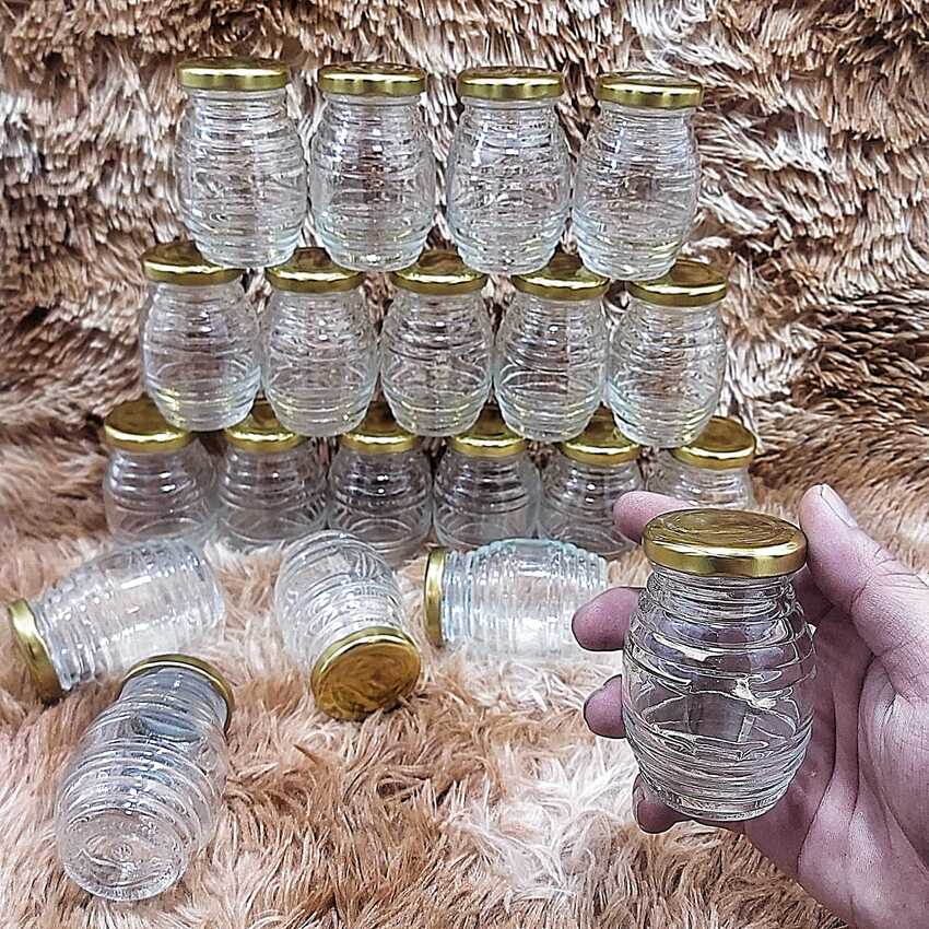 Hũ Chưng Yến 100ML (combo 10 cái) con ong  nắp thiếc vàng –  Hũ Thủy Tinh Đựng Sữa Chua - Hũ Thủy Tinh 100ML