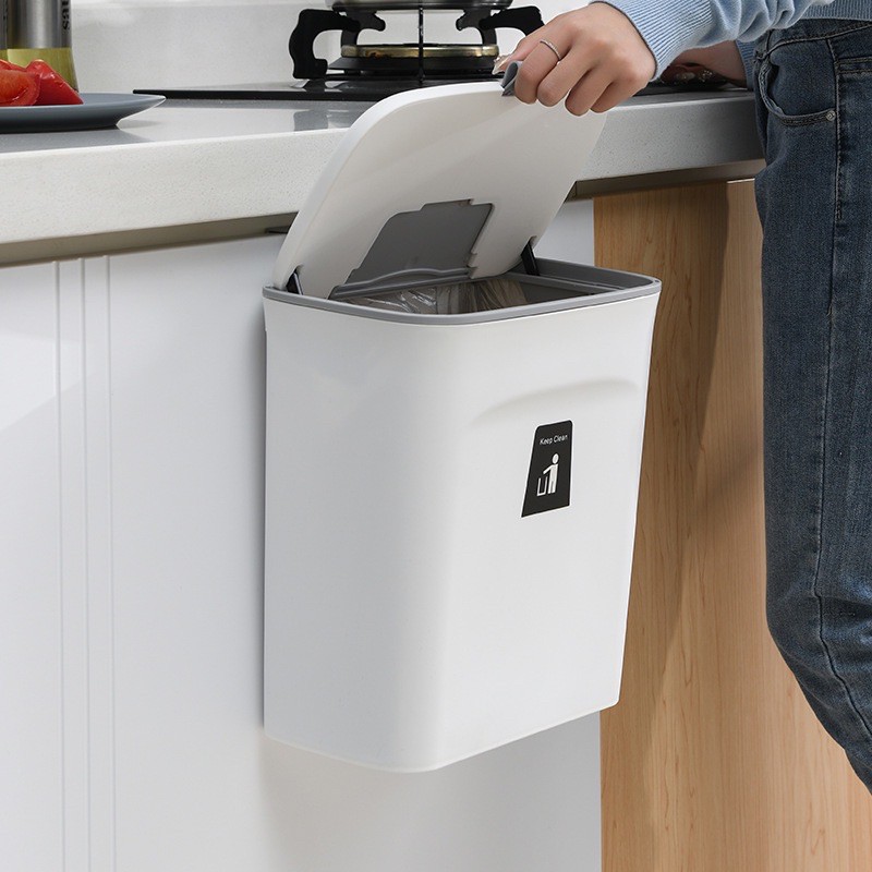 Thùng Rác Thông Minh 9L Kẹp Tủ, Dán Tường