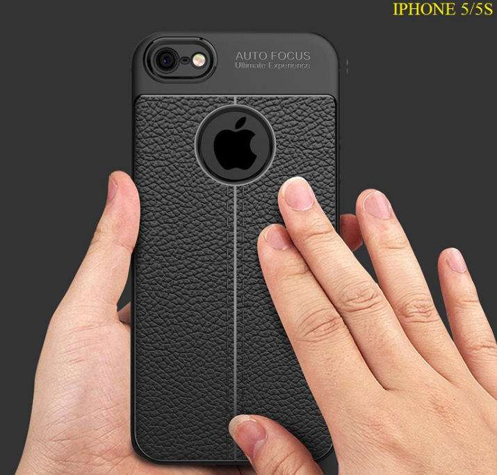 ỐP LƯNG DẺO VÂN DA AUTO FOCUS IP 5G / 5S (ĐEN)