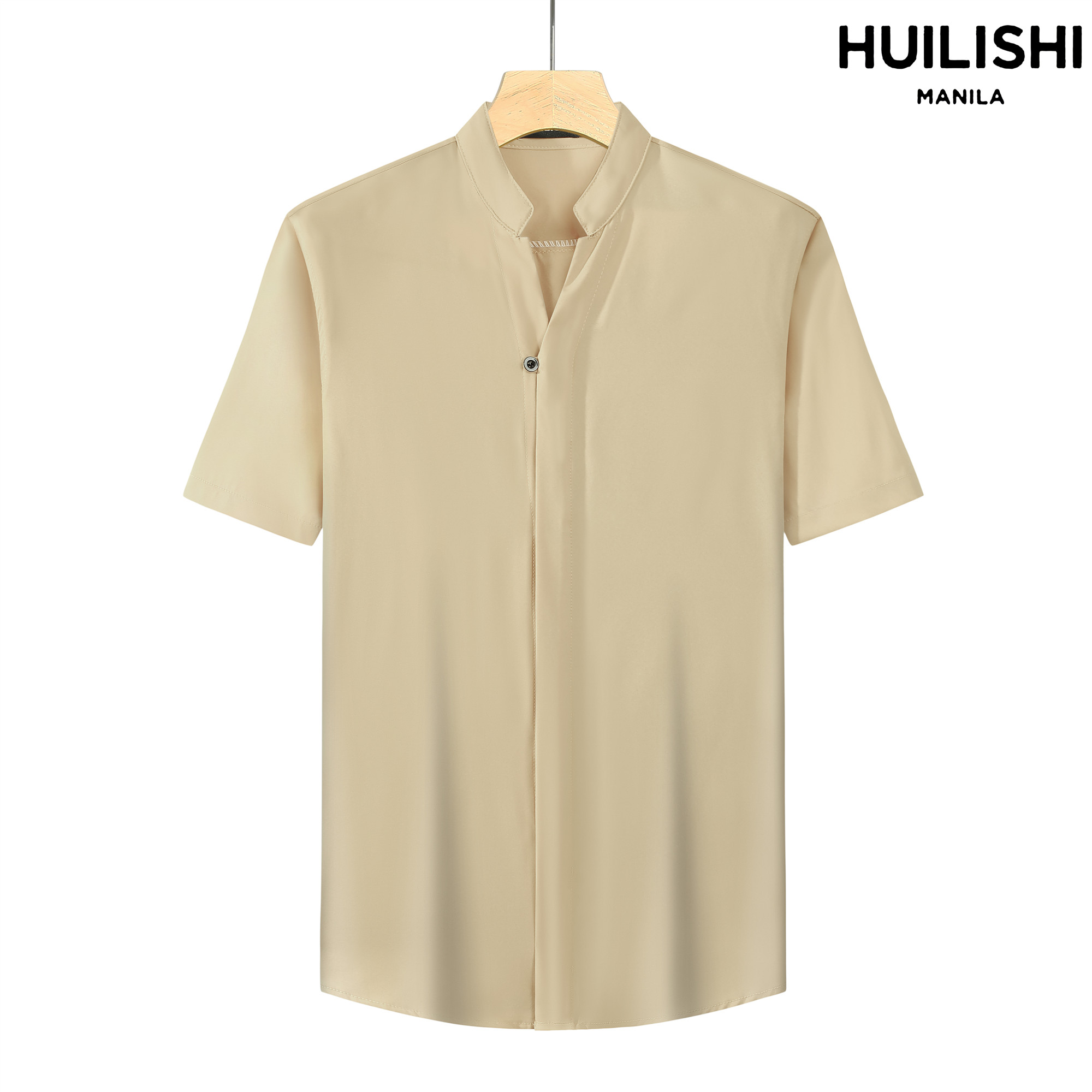 Huilishi Men's V-neck Short Sleeve Polo Fashion Casual Korean Style 