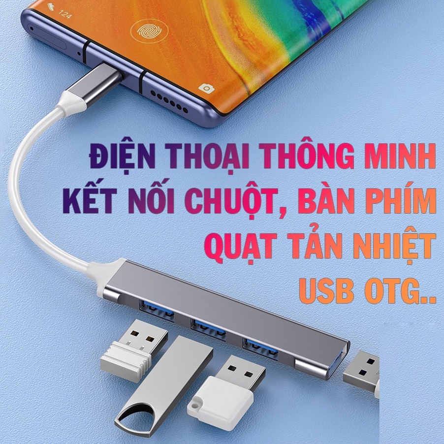 Cáp chuyển đổi  từ Type C sang 4 cổng USB - Bộ chia cổng Hub USB và Hub TYPE C
