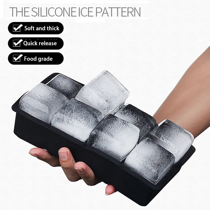 Food Grade Ice Cube Tray Mold 4/6/8 Grid Square Ice Cube Maker Jelly Pudding Tool
