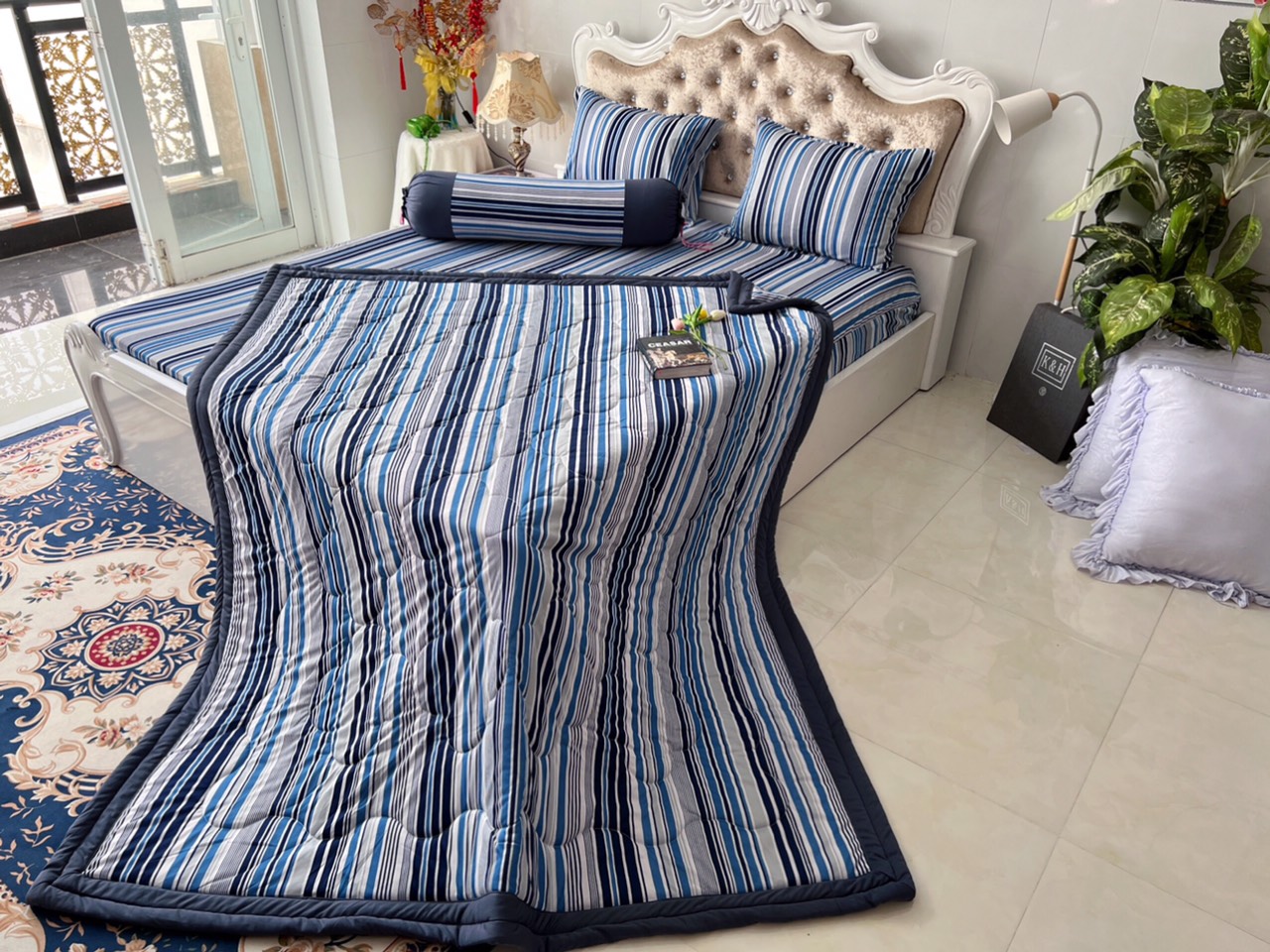 BỘ DRAP GA THUN HÀN QUỐC MẪU SỌC ĐẸP
