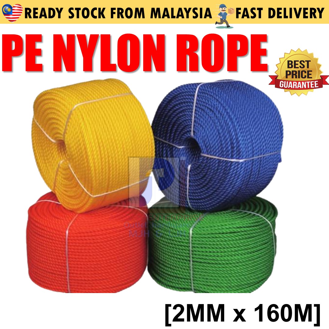 2mm X 160m Polyethylene Nylon Rope, PE Monofilament Rope, Tali PP PE Poly  Rope
