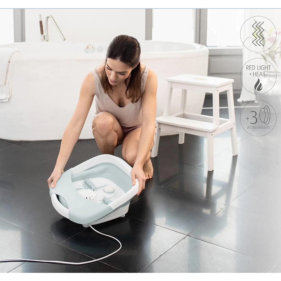 Medisana FS886 Foot Bath with Massage Function, Foot Bath, Heat Function, Foldable and Electric Foot Bath, Tub, Up to Shoe Size 45