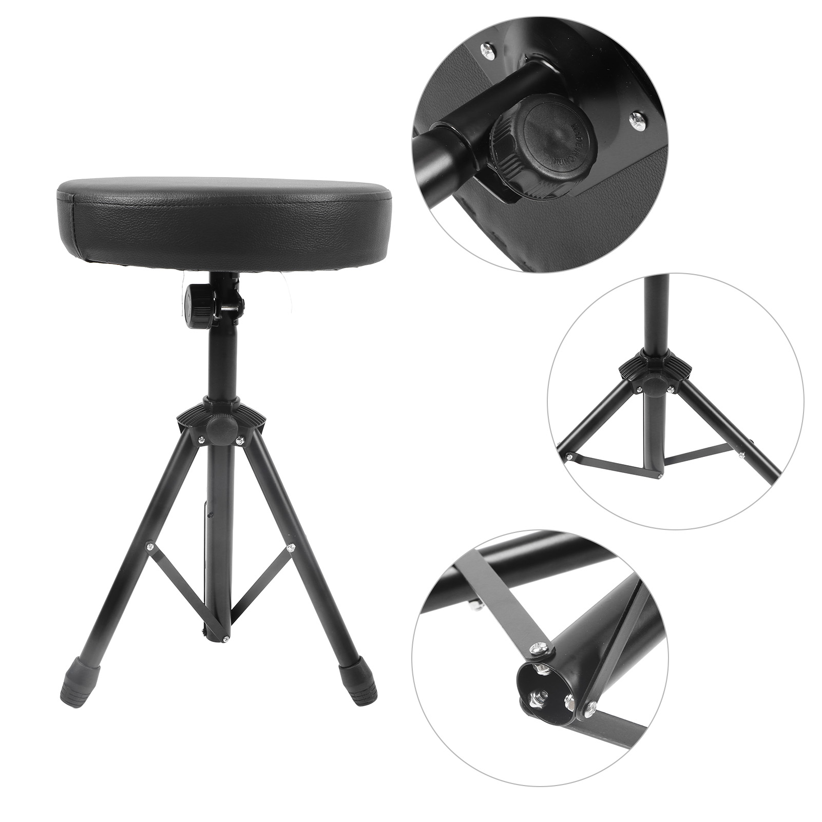 Rotatable Drumming Stool Non Slip Non Deform Durable Good Support Drum Throne Padded Collapsible with Stand for Percussion