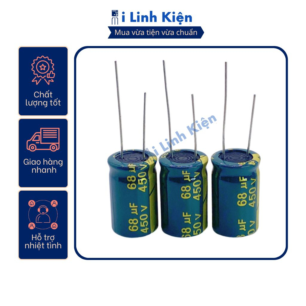 Tụ hóa 450v 4.7uf - 68uf combo 10 con chất lượng cao.