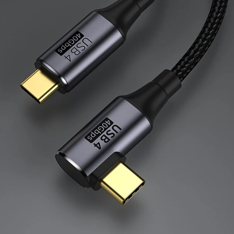 90 Degree Type-C To USB C Cable 100W USB 4.0 Type C Data Wire PD Fast Charging Cable Charger Right Angle 30cm 8k 60hz