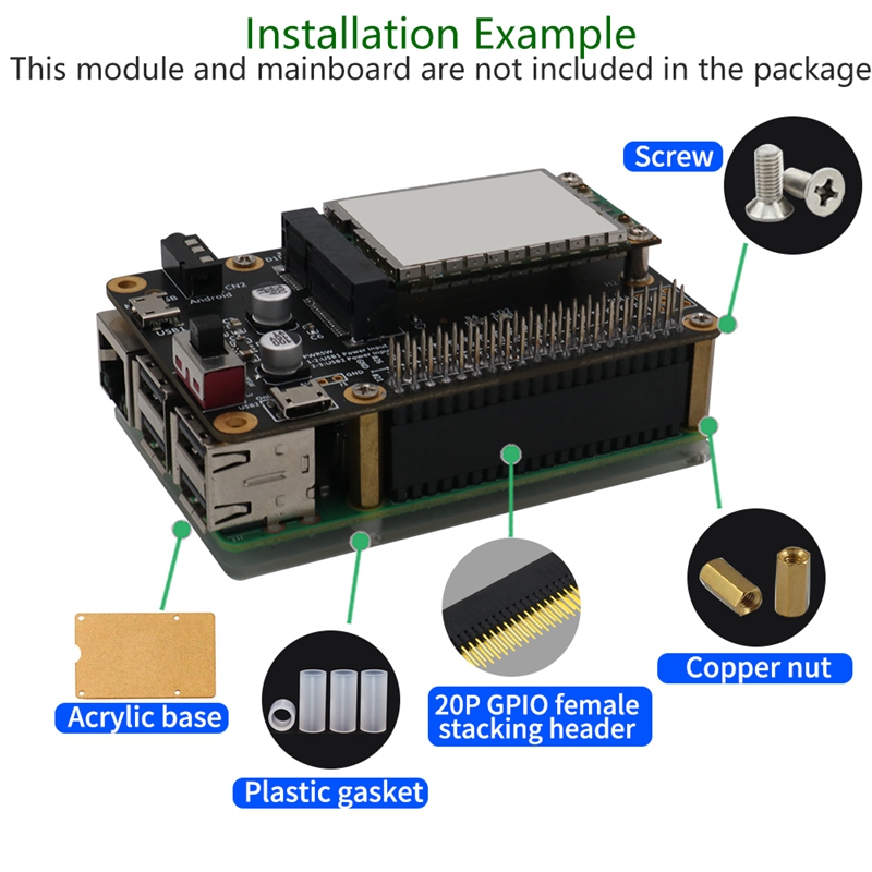 Gpio 2x20 Pin40pin Extra Tall Female Stacking Header With Acrylic Base For Raspberry Pi A Pi 8290