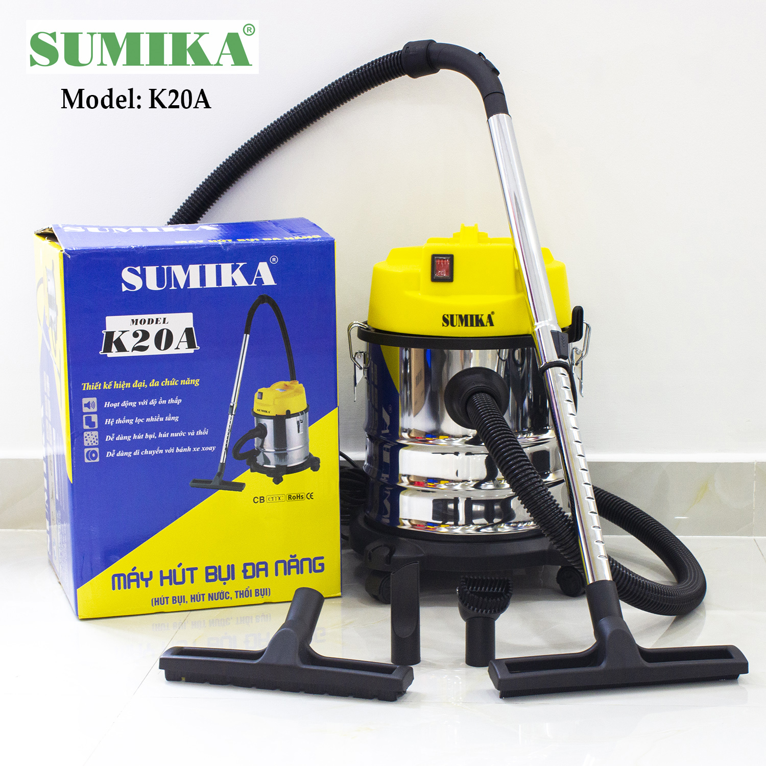 Máy hút bụi Sumika Model: K20A ( hút bụi – nước + thổi )