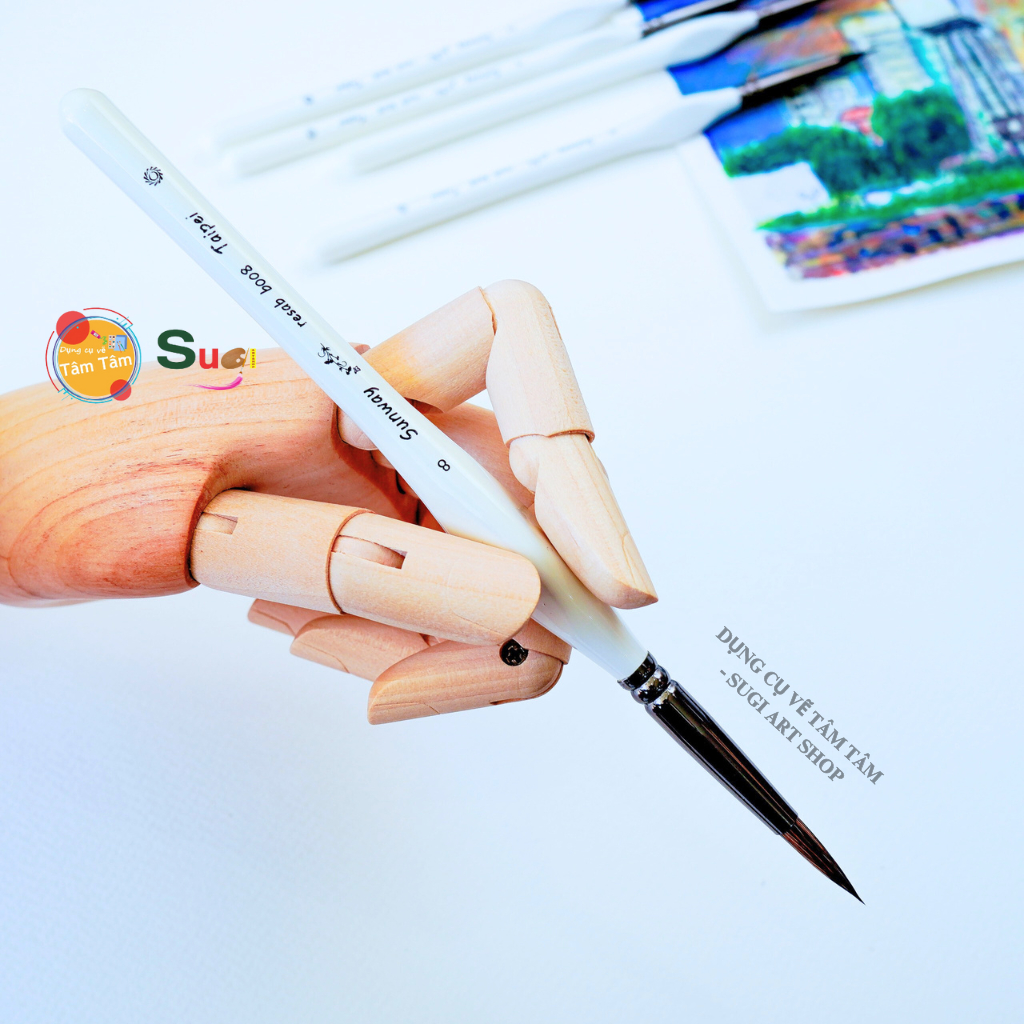 Cọ vẽ nét Lông Sóc thân trắng Sunway  B008