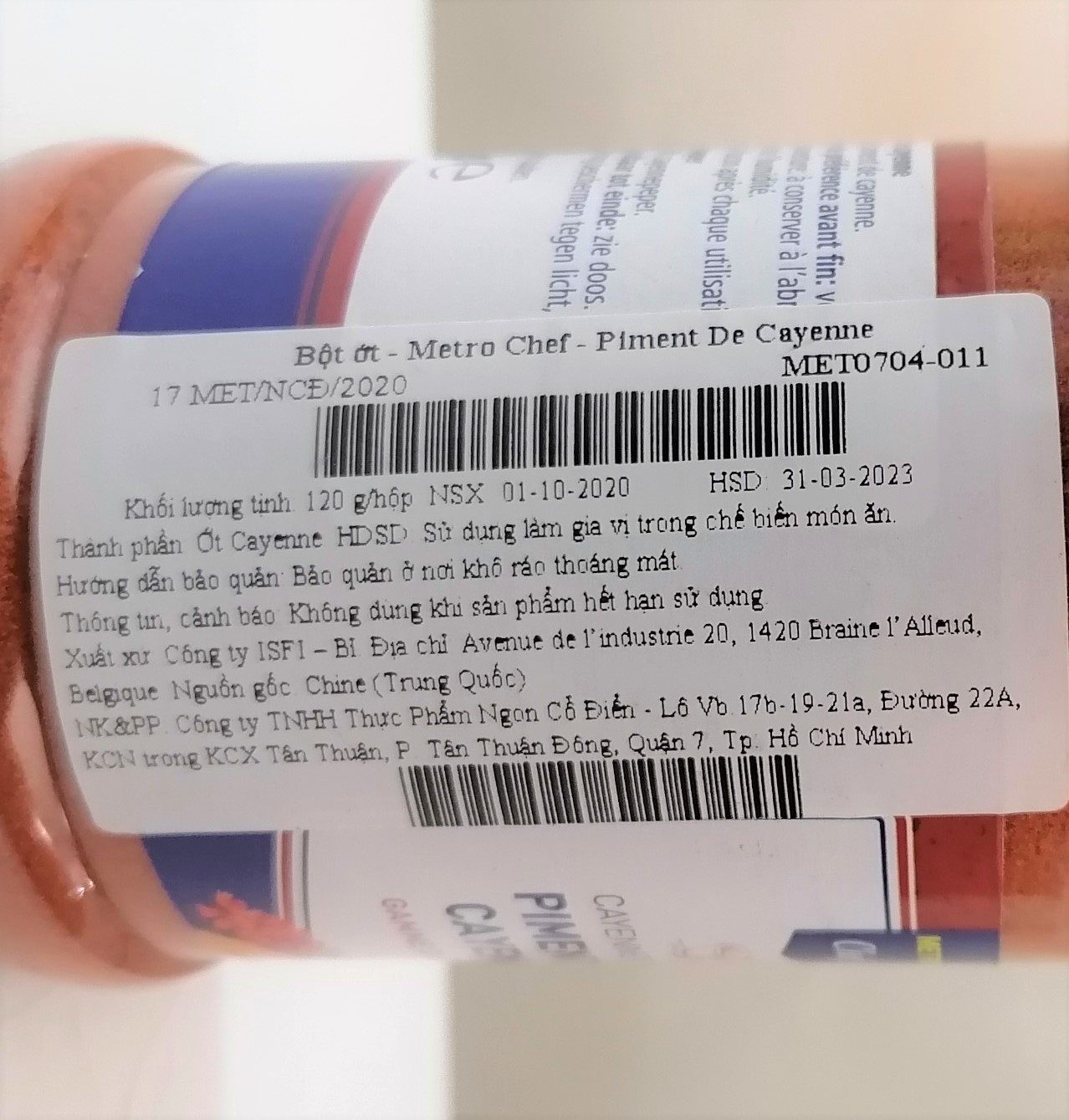 [Lọ 120g] BỘT ỚT CAYENNE [Belgium] METRO CHEF Chilli Powder Piment De Cayenne (cff)