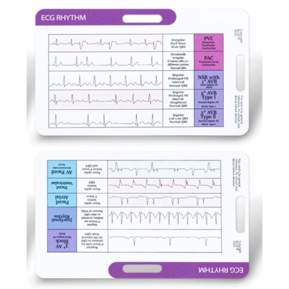 New Quick Reference EKG Rhythm Interpretation Card DIY Portable ...