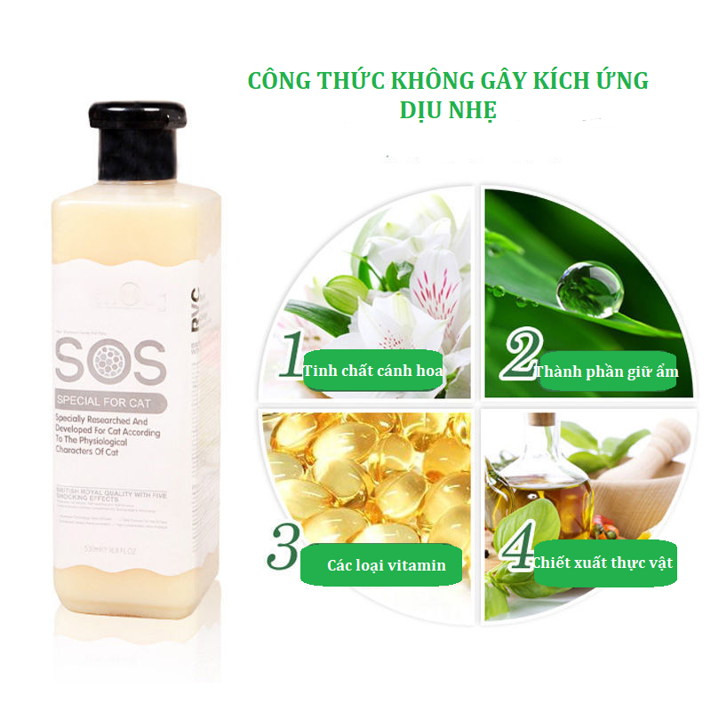 [Hoàn tiền 10%] [CÓ HỎA TỐC] Sữa Tắm SOS 530ml Dành Cho Mèo