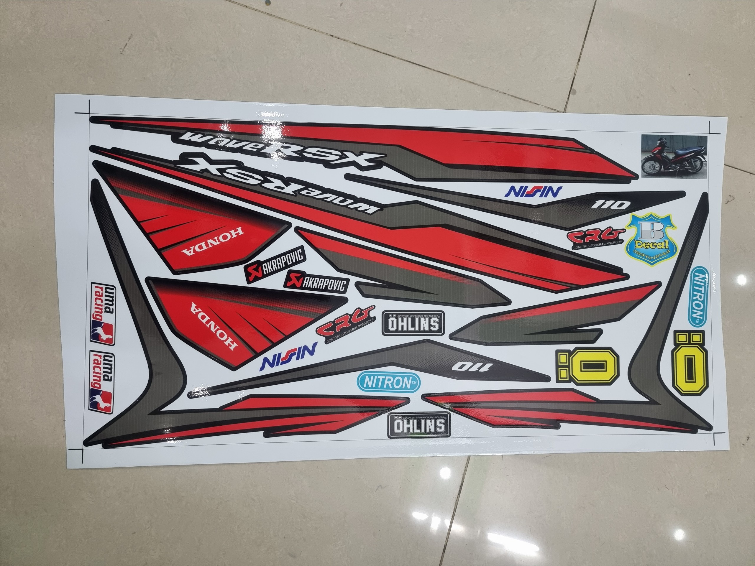 Tem xe wave rsx 110 2014 đỏ đen