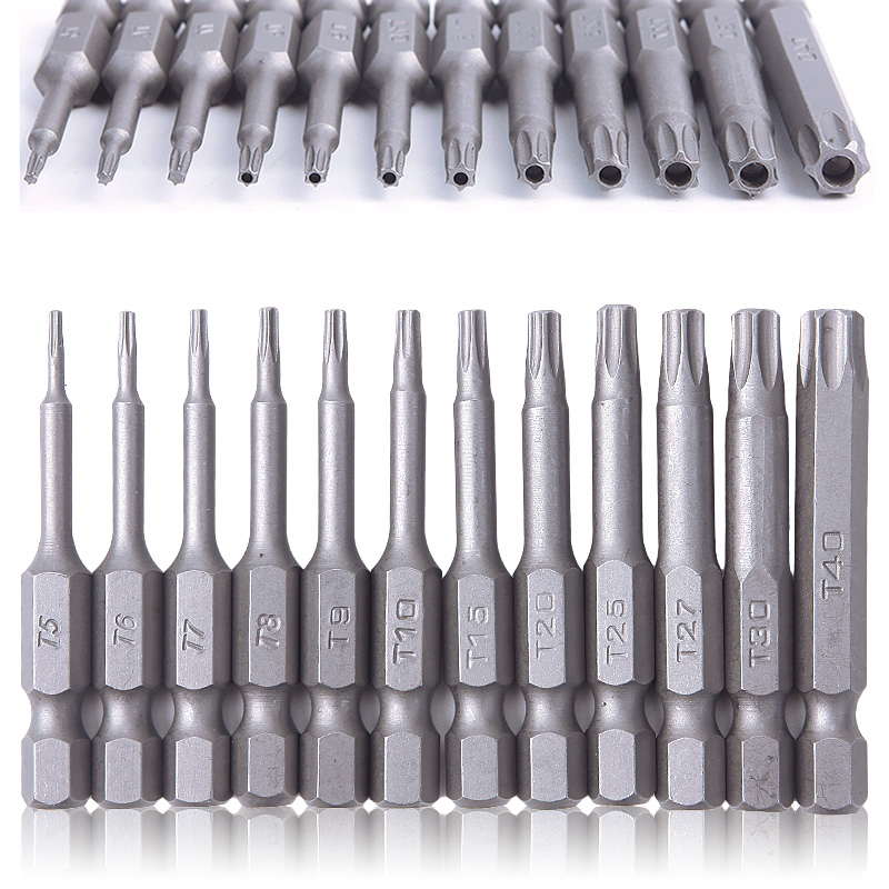12 Cái Đầu Vít Lục Giác Torx 50Mm 1/4 Inch Bộ Từ Tính, Dụng Cụ T5-T40