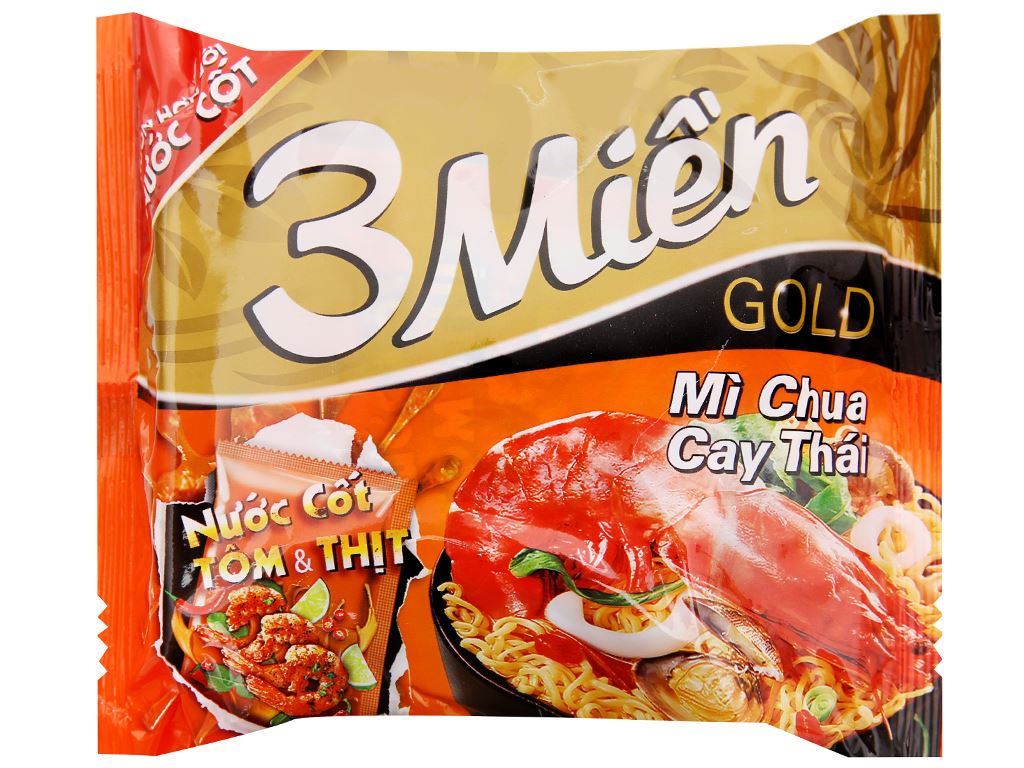 Mì 3 miền gold chua cay thái gói 75g