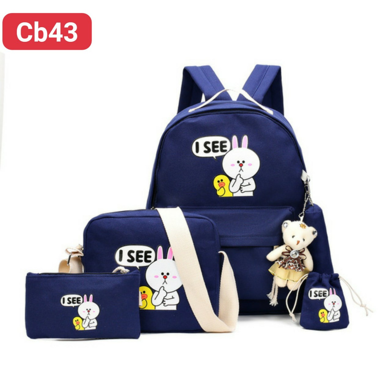 combo balo 4 món chú thỏ ISEE cute cb43