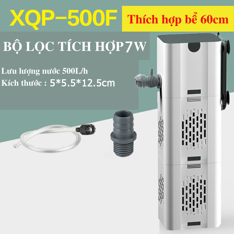 Máy lọc chìm cao cấp xqp đa chức năng bơm nước, lọc nước và tạo oxy bể cá với thiết kế hiện đại, hoạt động siêu êm