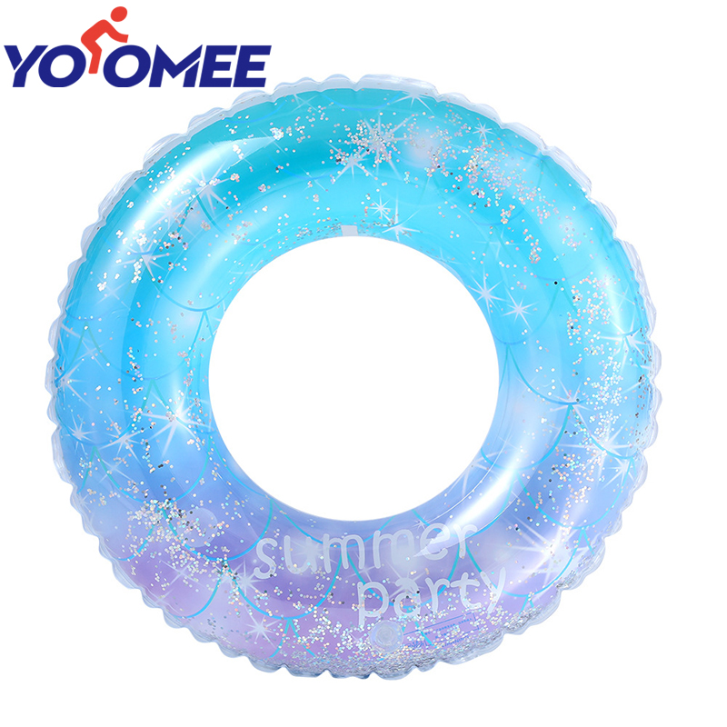 Yoomee Ins Sequins Thickened Starry Sky Swimming Ring Summer Beach Party PVC Inflatable Swimming Ring