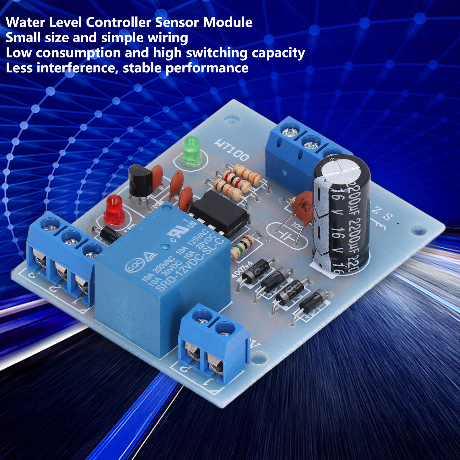 Water Level Sensor Module Simple Wiring Multifunctional Drainage Control Circuit Board Low Consumption for Pond Tanks for Garages