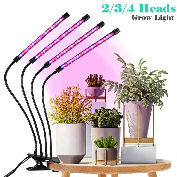 Sg Local Stock Hompo Indoor Plant Grow Light Lamp Full Spectrum 80 Led 4 Heads Dimmable Clip Desk Lamp Lazada Singapore